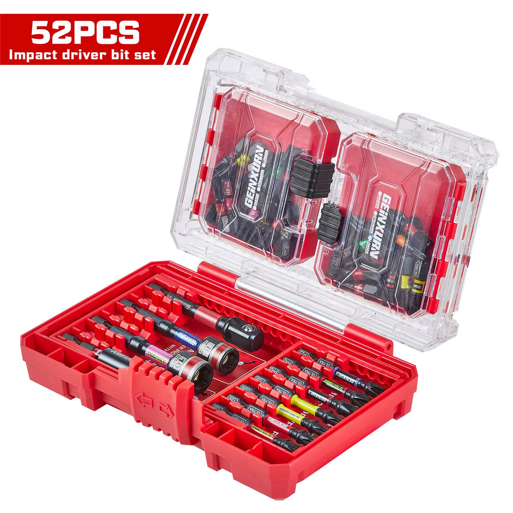 Ready to Ship in US Warehouse 52Pcs Red Case High-Torque Impact Set Industrial DIY Color-Coded Screwdriver Bits OEM Customizable